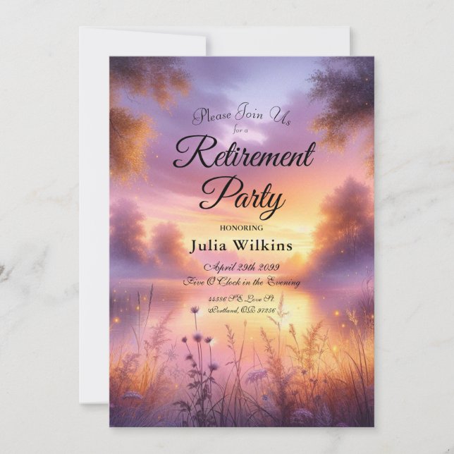 Invitación Tranquilo resplandor nocturno a orillas del lago (Anverso)