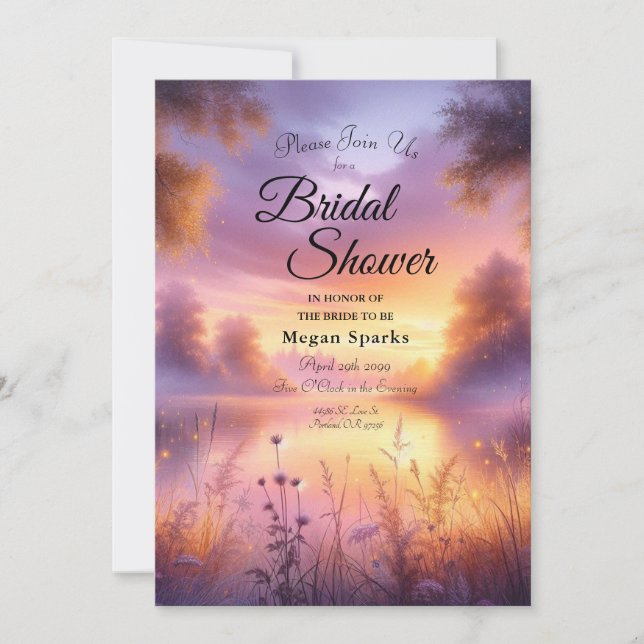 Invitación Tranquilo resplandor nocturno a orillas del lago (Anverso)