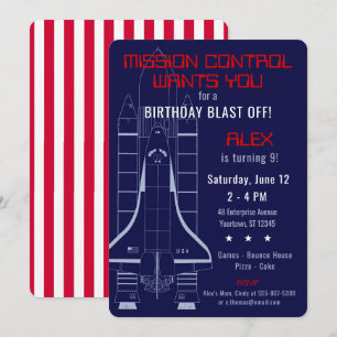 Invitación Transbordador espacial / Cumpleaños del astronauta