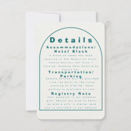 Invitación Transformative Teal Modern Craft Wedding Details