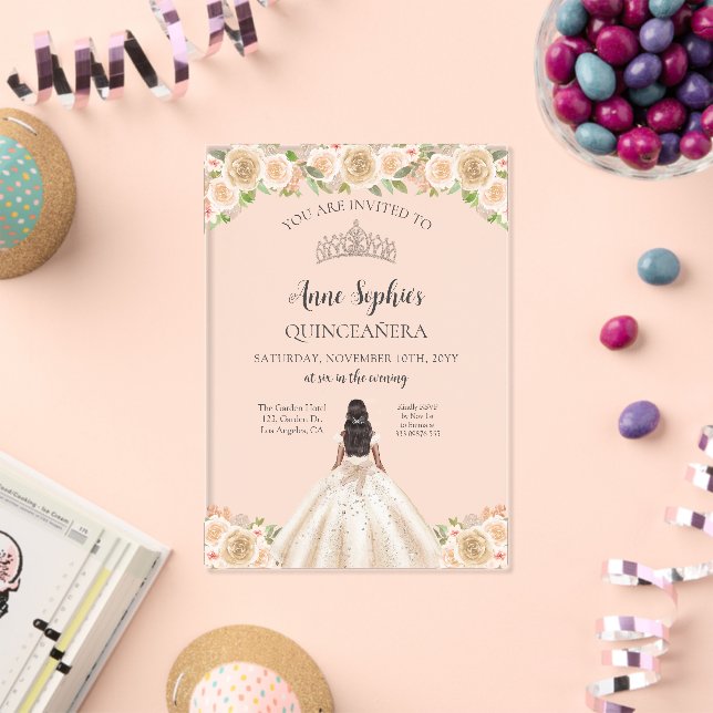 Invitación Transparente Corona de Quinceañera (Insitu (Celebración))
