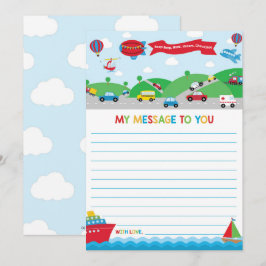 Invitación Transportation Activity Time Capsule Message Card