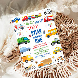 Invitación Transportation City Cars and Truck Boy Birthday