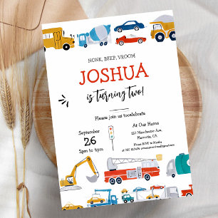 Invitación Transporte de Camiones y Coches Cumpleaños 4