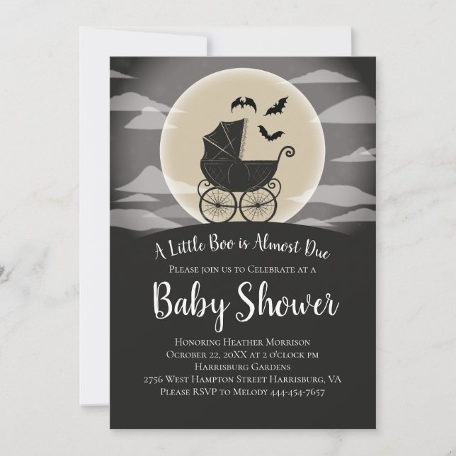 Invitación Transporte gótico Baby Shower Halloween (Anverso)