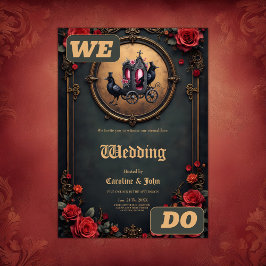 Invitación Transporte gótico con Ravens y Rosas.