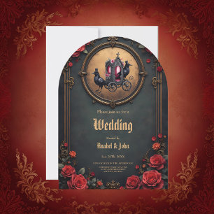 Invitación Transporte gótico con Ravens y Rosas