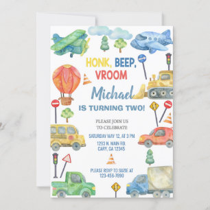 Invitación Transporte, transporte niño cumpleaños invitación.