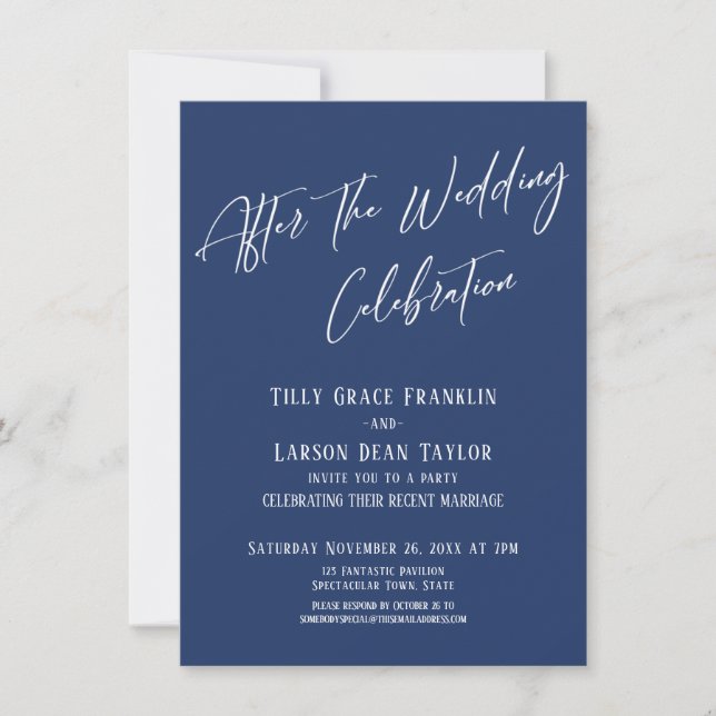 Invitación Tras la celebración Boda, una marina elegante y si (Anverso)