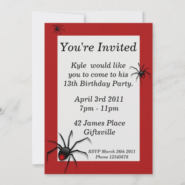 Invitación trasera de la fiesta de cumpleaños de (Anverso)