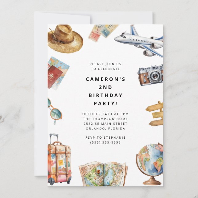 Invitación Travel World Birthday Invitation (Anverso)