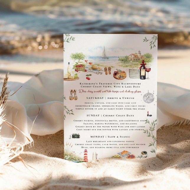 Invitación Traverse City Bachelorette Weekend Itinerary  (Subido por el creador)