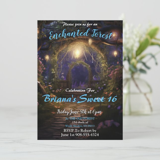 Invitación Trayectoria de arcos de bosque encantado dulces 16 (Anverso de pie)