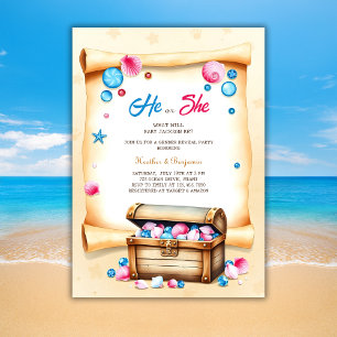 Invitación Treasure Chest Beach Tema Fiesta de Revueltas de G