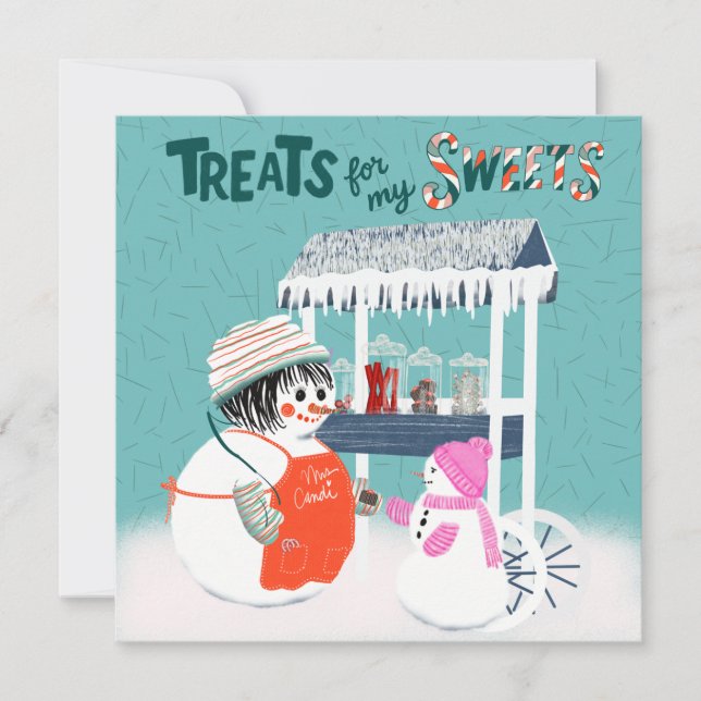 Invitación Treats For My Sweets SnowWoman and Child Holiday C (Anverso)