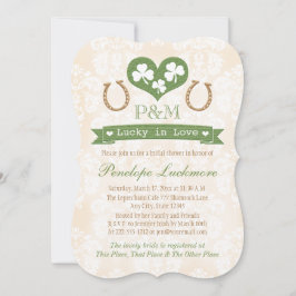 Invitación Trébol con monograma y ducha nupcial de las