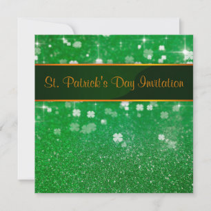 Invitación Trébol del purpurina del día de St Patrick