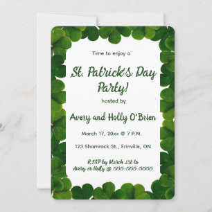 Invitación Trébol editable Fiesta del Día de San Patricio