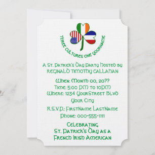 Invitación Trébol Francia Irlanda Estados Unidos Bandera Text