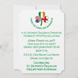 Invitación Trébol Inglaterra Irlanda Estados Unidos Personali