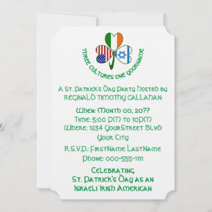 Invitación Trébol Israel Irlanda Estados Unidos Bandera Perso