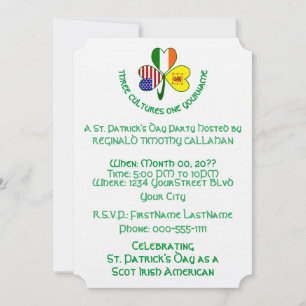 Invitación Trébol León Escocés Irlanda EE. UU. Banderas Perso