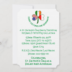 Invitación Trébol Polonia Irlanda Estados Unidos Bandera Pers