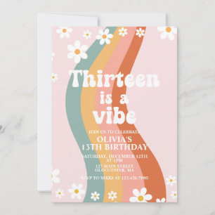Invitación Trece es una Vibra groove arcoíris cumpleaños 13