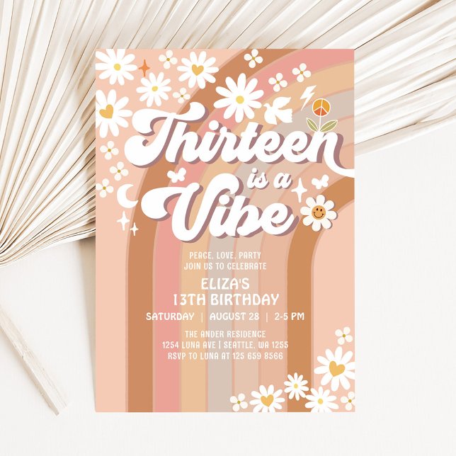 Invitación Trece es una Vibra Terrosa Groovy Cumpleaños 13 (Subido por el creador)