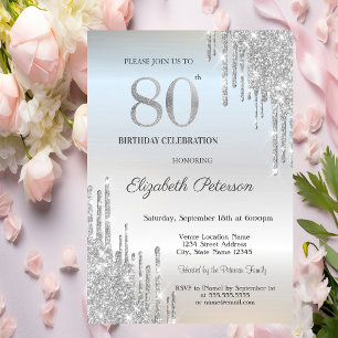 Invitación Tredny Elegante Brillante Plateado con Goteos  Cum