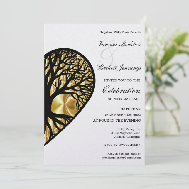 Invitación Tree of Life Heart Wedding Invitation (Anverso de pie)