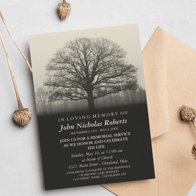 Invitación Tree Silhouette Memorial Service (Subido por el creador)