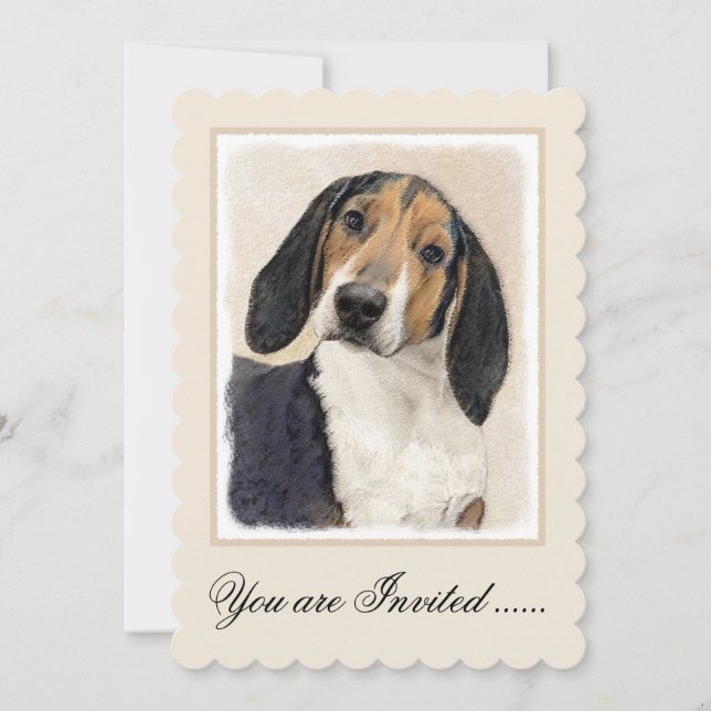 Invitación Treeing Walker Coonhound Painting - Arte original (Anverso)