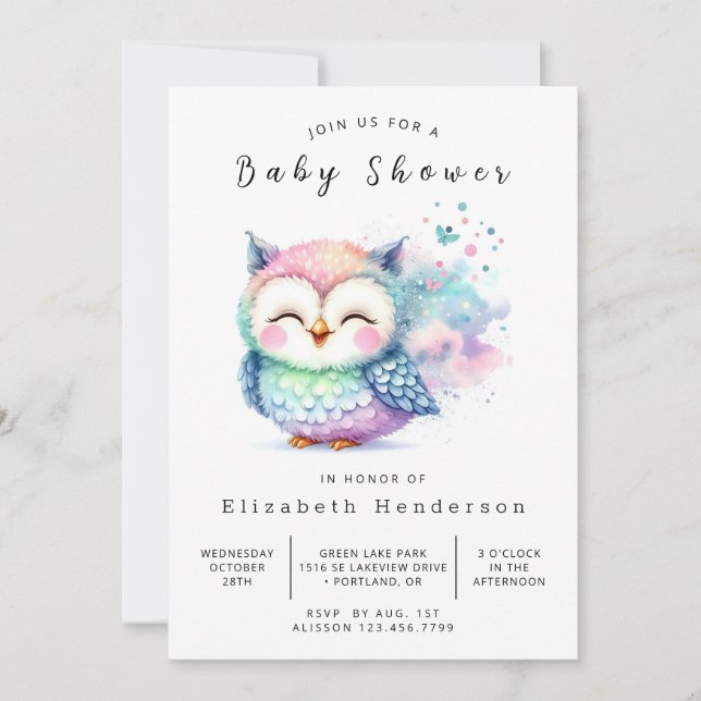 Invitación Trees Personalizado Owl Baby Shower (Anverso)