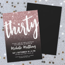 Invitación Treinta Black Rose Gold 30 Cumpleaños