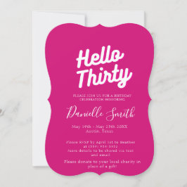 Invitación Treinta Celebración de Cumpleaños Hot Pink