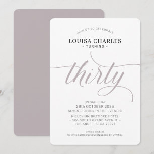 Invitación TREINTA champiñón moderno elegante de cumpleaños c