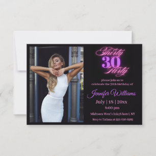 Invitación treinta coqueta, 30 cumpleaños foto de neón rosa n