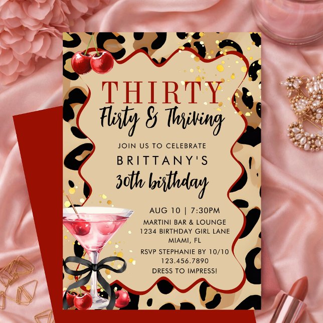 Invitación Treinta, Coqueta y Próspera Glamour Retro Cumpleañ (Subido por el creador)