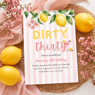 Invitación Treinta Cumpleaños 30 Frescamente Sucio Limón Rosa