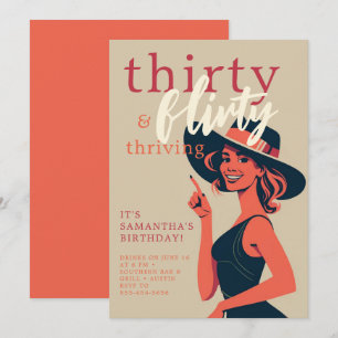 Invitación Treinta Divertidos y Prósperos 50s 60s Retro Cumpl