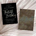 Invitación Treinta Fiesta de cumpleaños, 30 de negro, blanco<br><div class="desc">Esta minimalista invitación a la fiesta de cumpleaños número 30 presenta un elegante Relieve metalizado de oro falso con las palabras "trigésimo cumpleaños". Los detalles de tu fiesta de cumpleaños aparecen en una elegante combinación de fuente serif y sans serif, en blanco sobre fondo negro puro. Sencillo y elegante, este...</div>