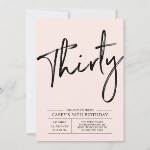 Invitación Treinta   Fiesta de cumpleaños moderna de 30 años 