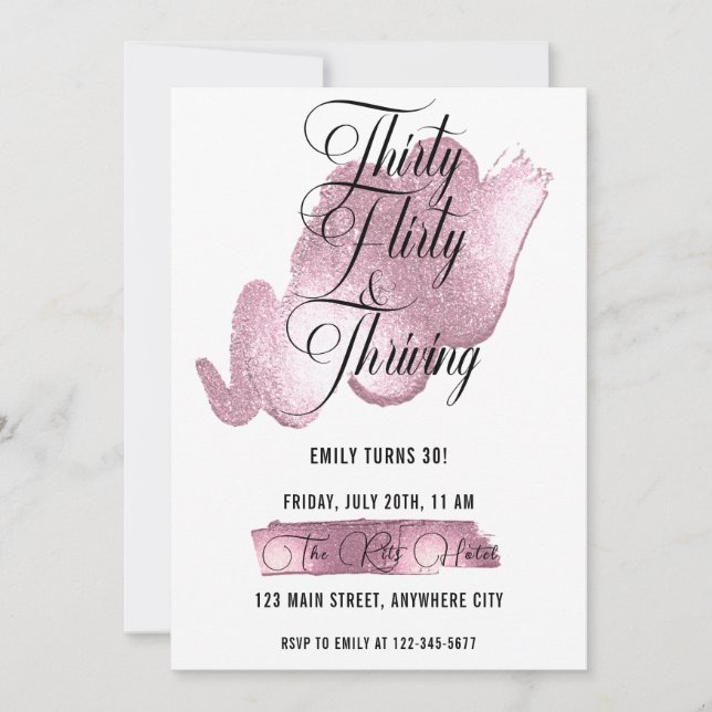 Invitación Treinta Fiesta Y Treinta Fiesta De Cumpleaños (Anverso)