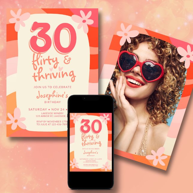 Invitación Treinta Flirty Thriving Retro Photo (Subido por el creador)