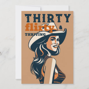 Invitación Treinta Flirty Thriving Western Retro 30 cumpleaño