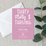 Invitación Treinta, Flirty y Thriving 30 Birthday Fiesta Inv<br><div class="desc">Esta es una invitación rosa morada Treinta Filas y 30 cumpleaños. Diseño Minimalista mínimo. Invitación de B-Day. 30</div>