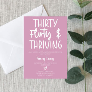 Invitación Treinta, Flirty y Thriving 30 Birthday Fiesta Inv