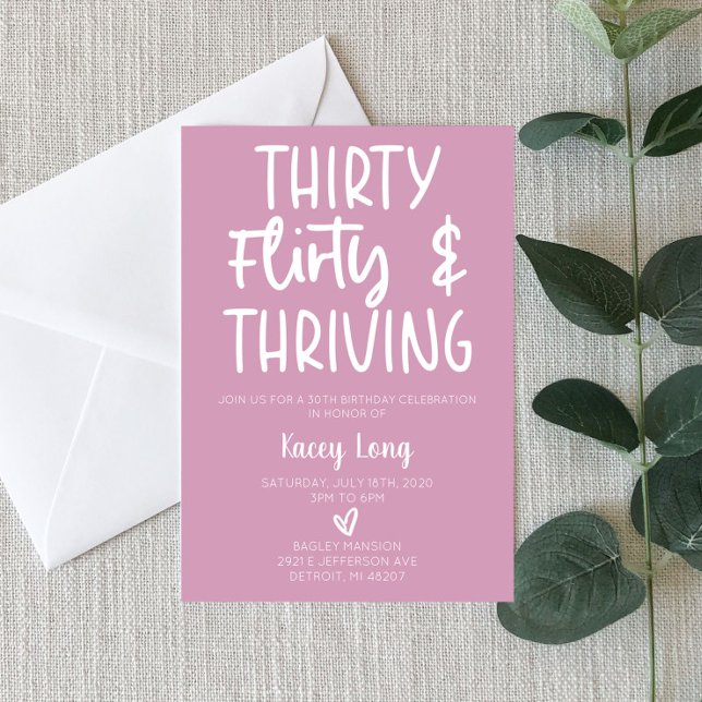 Invitación Treinta, Flirty y Thriving 30 Birthday Fiesta Inv (Subido por el creador)