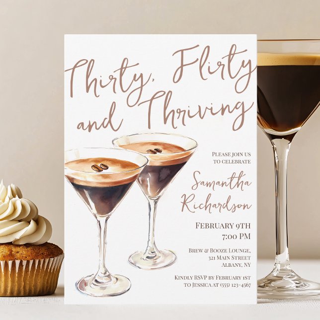 Invitación Treinta Flirty y Thriving Martini 30 cumpleaños (Thirty Flirty and Thriving Martini 30th Birthday Invitation)